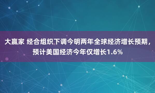 大赢家 经合组织下调今明两年全球经济增长预期，预计美国经济今年仅增长1.6%