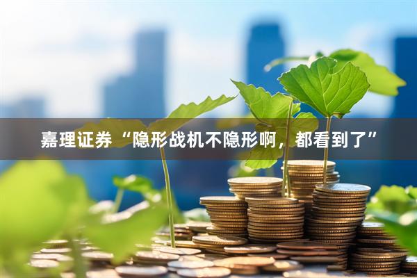 嘉理证券 “隐形战机不隐形啊，都看到了”