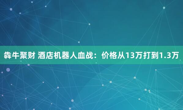 犇牛聚财 酒店机器人血战：价格从13万打到1.3万
