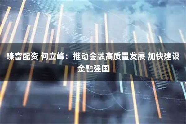 臻富配资 何立峰:推动金融高质量发展 加快建设金融强国